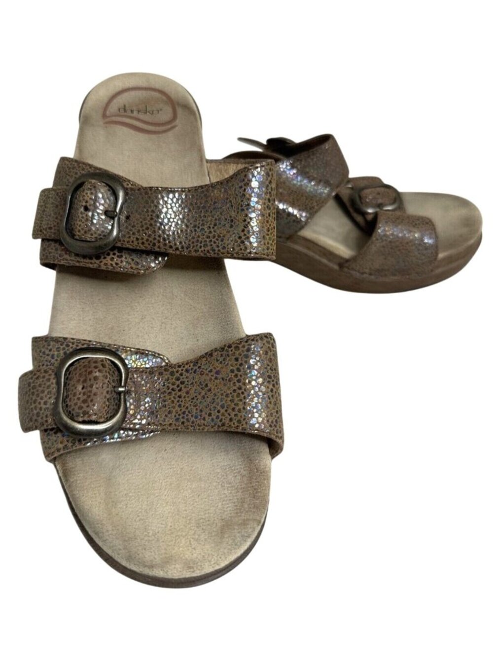 Dansko Brown Buckle Strap Open Toe Wedge Sandals Size 9.5